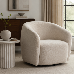 Modern Club Chair - Boucle Fabric, 35.75"W x 29"H