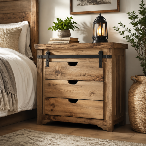 3-Drawer Chest - Rustic Pine, Barn Door Hardware Accents