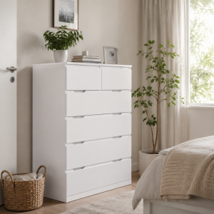 7-Drawer Dresser - White Lacquer, Soft-Close, 54"W