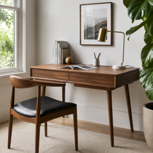 Writing Desk - Mid-Century, Walnut, 2 Drawers, 48"W