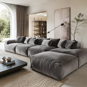 Modular Sectional Sofa - Velvet, 5-Seat, Cloud Cushion, 130"W